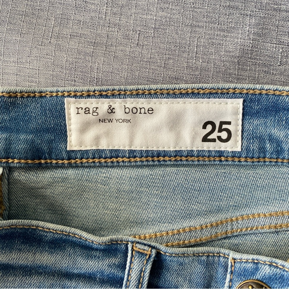 Rag & Bone | Sofie Raw Cut Hem High Waist Wide Leg Ankle Stretch Denim Jeans - Picture 10 of 14
